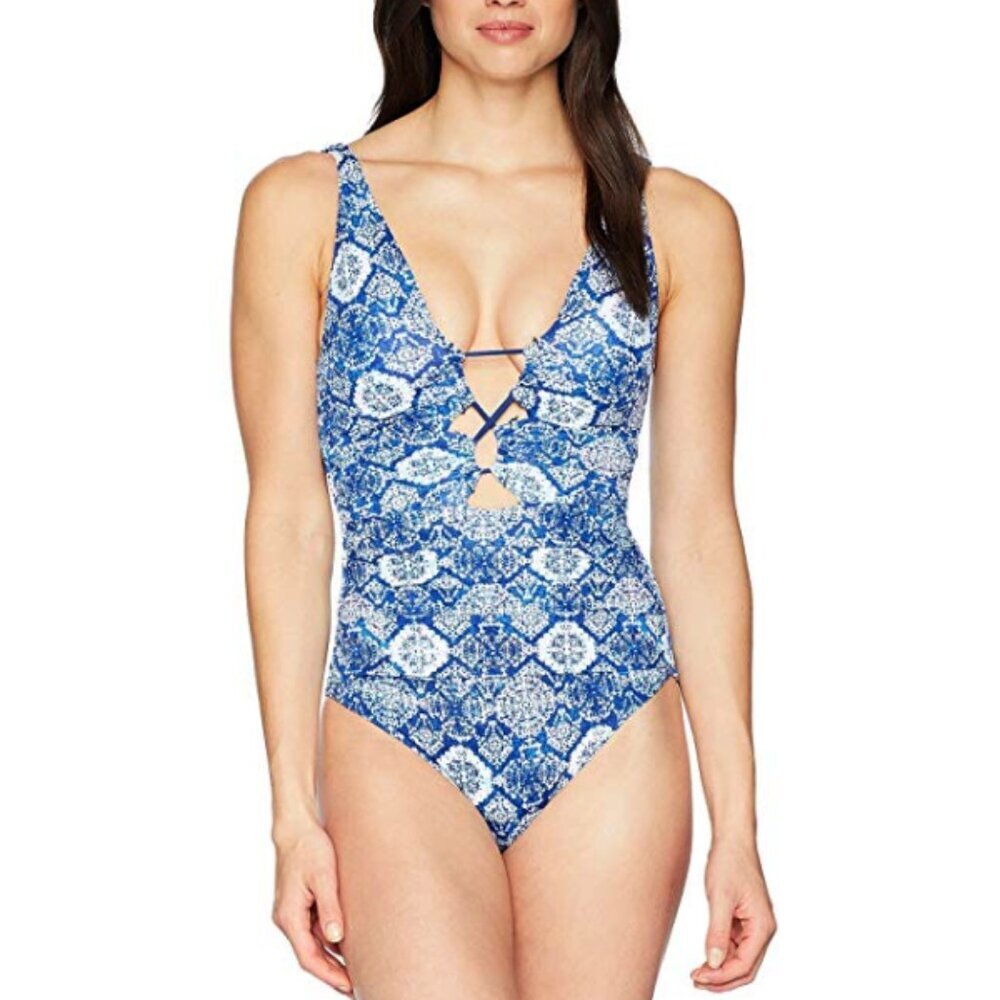 NWT Lauren Ralph Lauren Tile Print One Piece Swimsuit Size 10